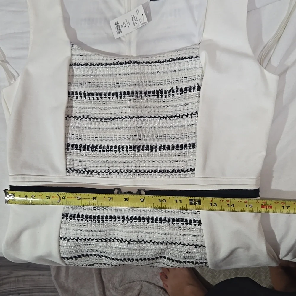 White House Black Market Sheath Ivory White With Tweed Detail NWT Sz 10 - Picture 12 of 12